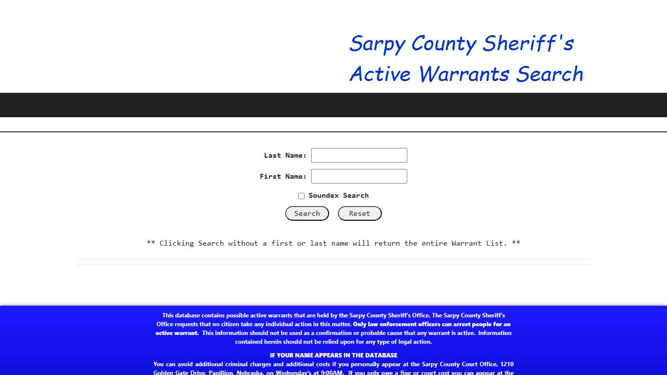 Sarpy Warrants