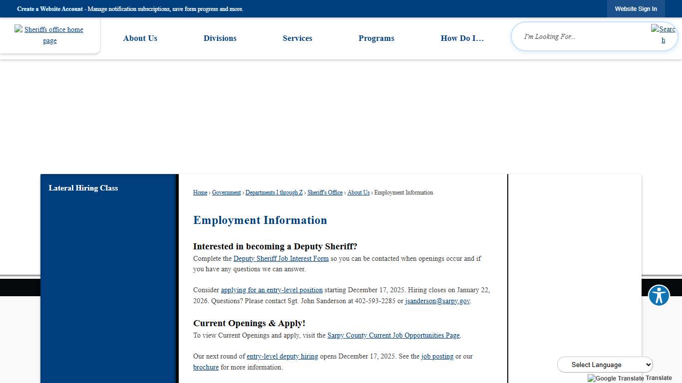 Employment Information Sarpy County, NE
